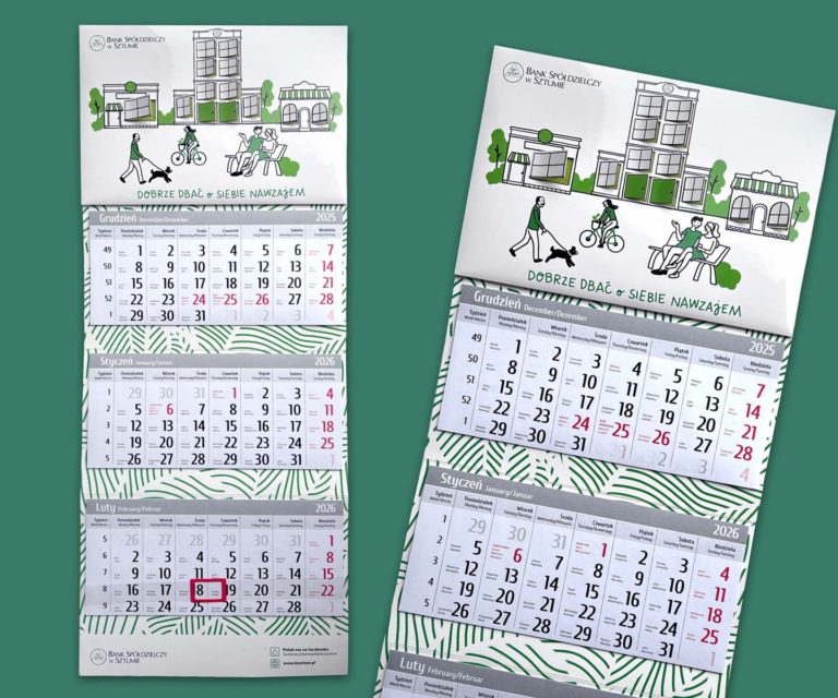 Kalendarz trójdzielny z efektem 3D